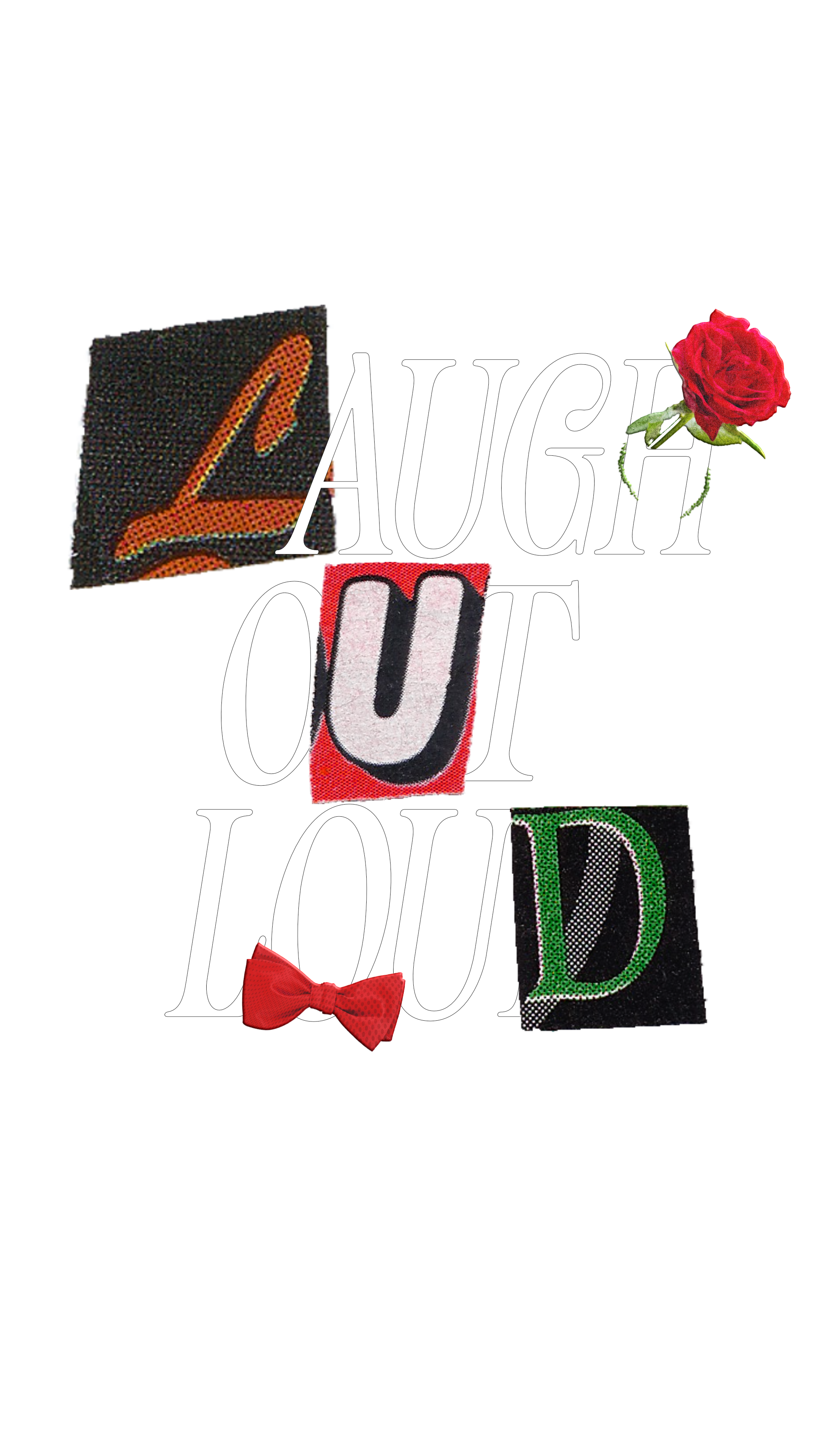 Laugh Out Loud graphic in orange and red